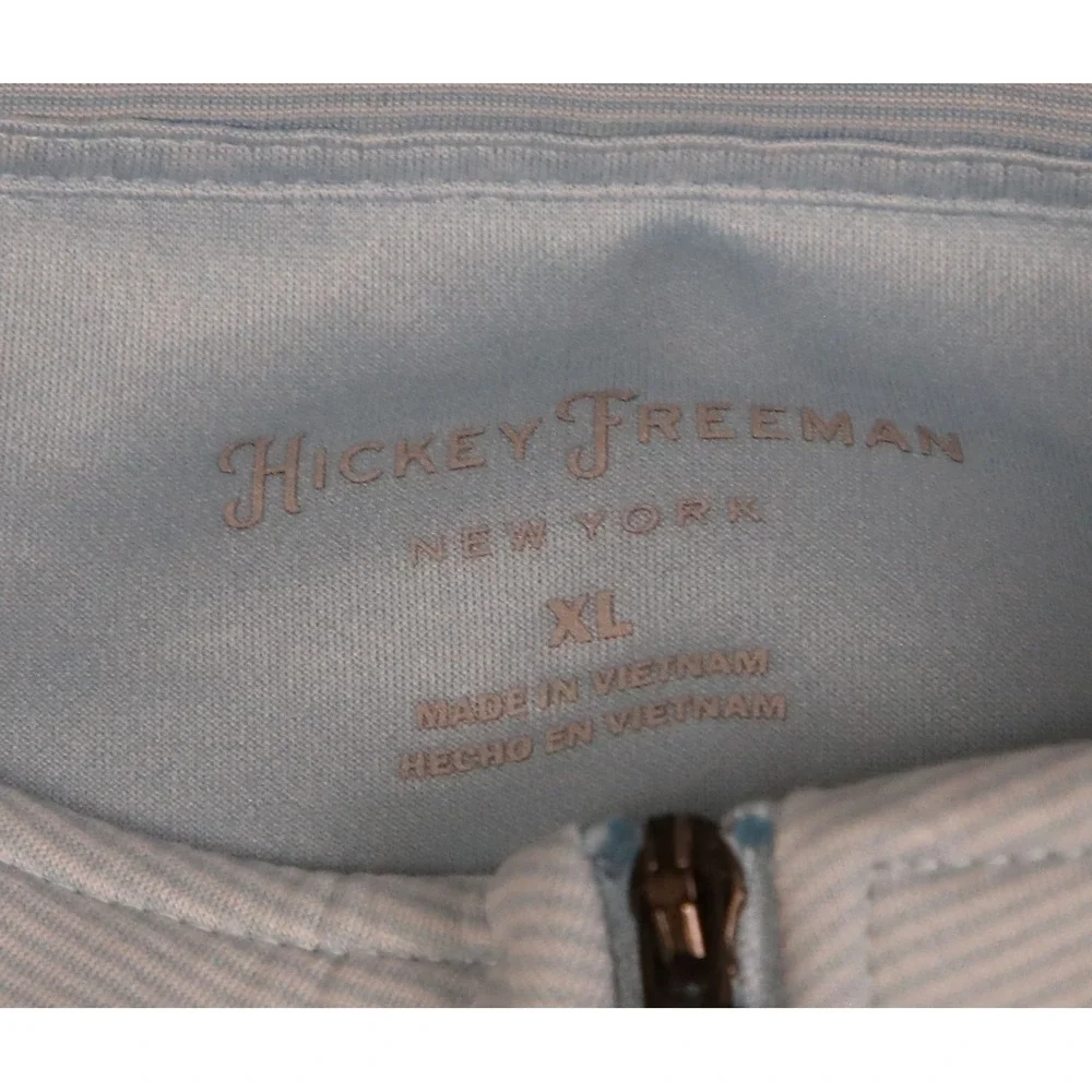 Hickey Freeman Mens XL Blue Micro Stripe Quarter Zip Pullover Golf Sweater